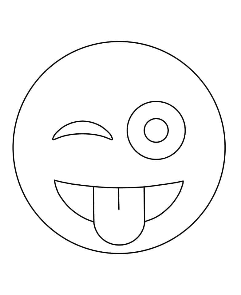 Blinkende Ansigt Med Tunge-Emoji Tegninger til Farvelægning