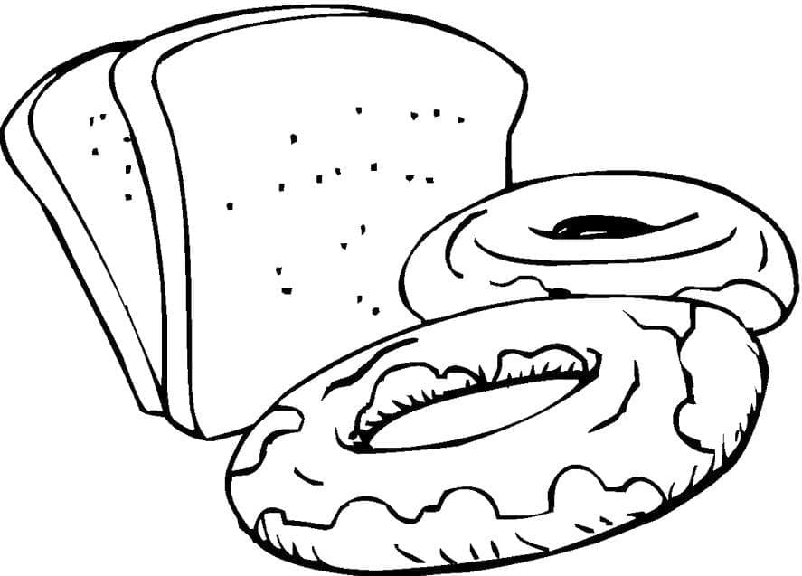 Brød Og Donuts Tegninger til Farvelægning