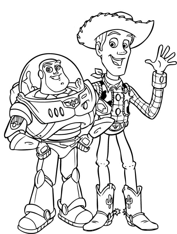 Buzz og Woody Tegninger til Farvelægning