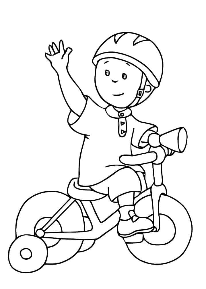 Caillou Kører På Cykel Tegninger til Farvelægning