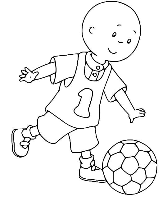 Caillou Spiller Fodbold Tegninger til Farvelægning