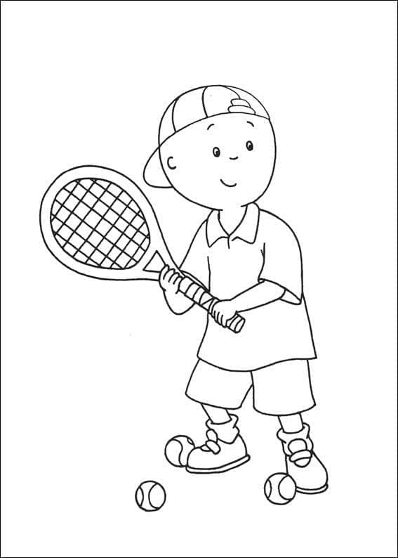 Caillou Spiller Tennis Tegninger til Farvelægning
