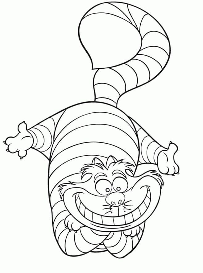 Cheshire kat fra Alice In Wonderland Tegninger til Farvelægning