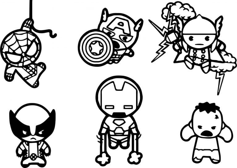 Chibi Avengers Tegninger til Farvelægning