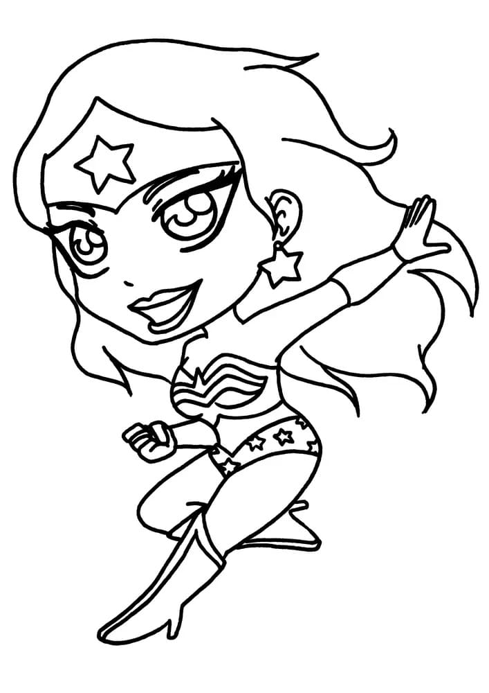 Chibi Wonder Woman Tegninger til Farvelægning