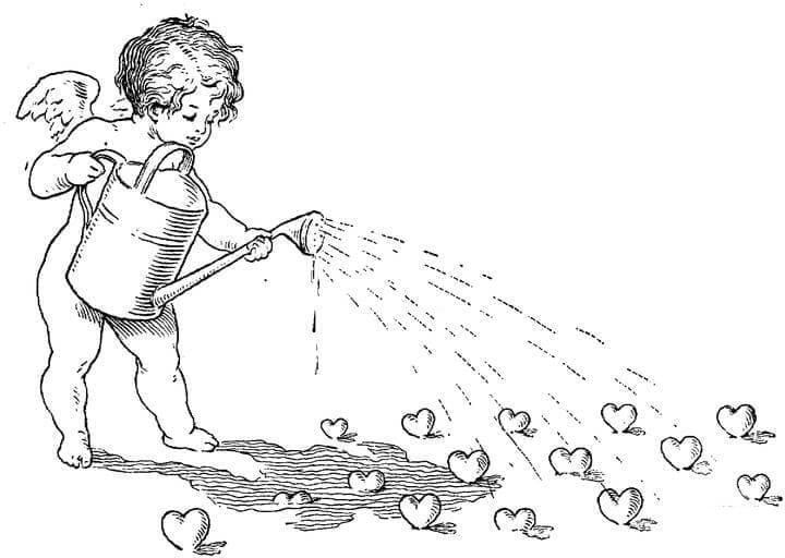 Cupido Vanding For Hjerter Tegninger til Farvelægning
