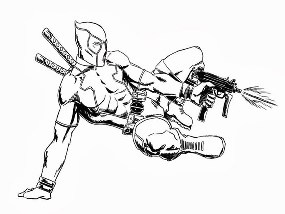 Deadpool 8 Tegninger til Farvelægning
