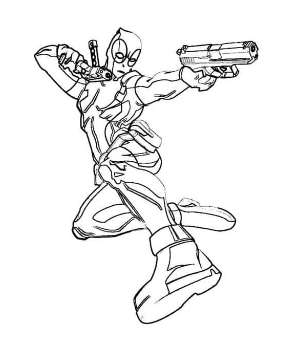Deadpool and His Guns Tegninger til Farvelægning