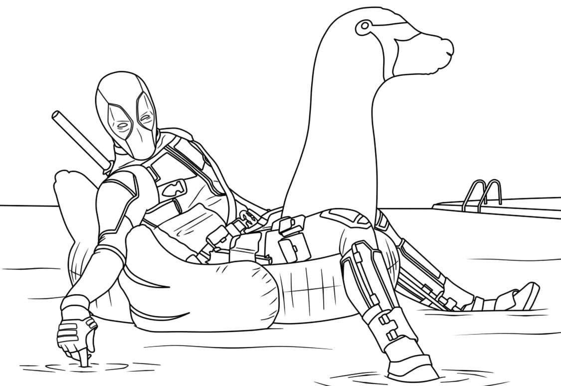 Deadpool in the Pool Tegninger til Farvelægning