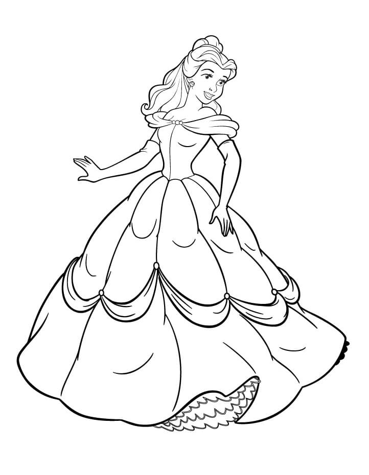 Dejlige Prinsesse Belle Tegninger til Farvelægning