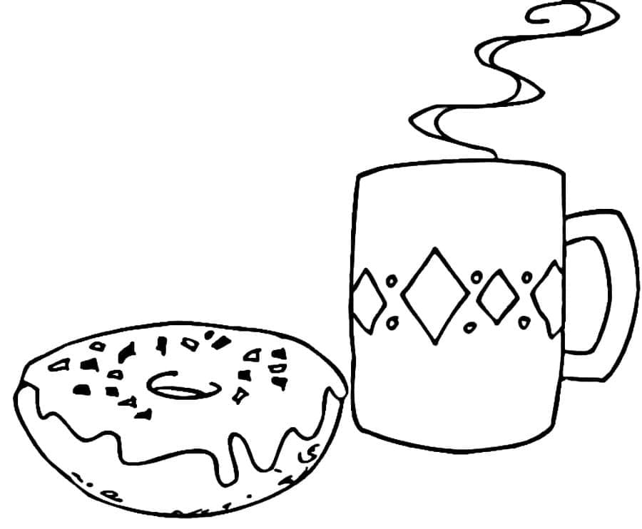 Donut Og kaffe Tegninger til Farvelægning
