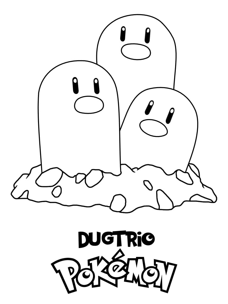 Dugtrio Pokemon Tegninger til Farvelægning
