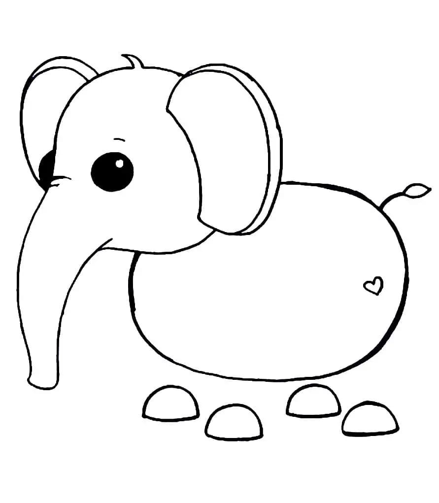 Elefant fra Adopter Me Tegninger til Farvelægning
