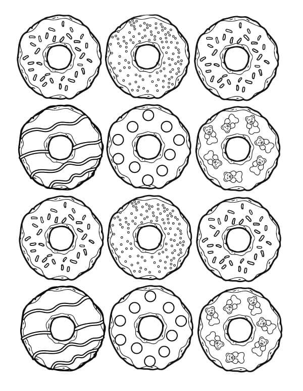 Fantastiske Donuts Tegninger til Farvelægning