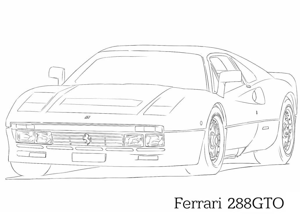 Ferrari 288 GTO Tegninger til Farvelægning