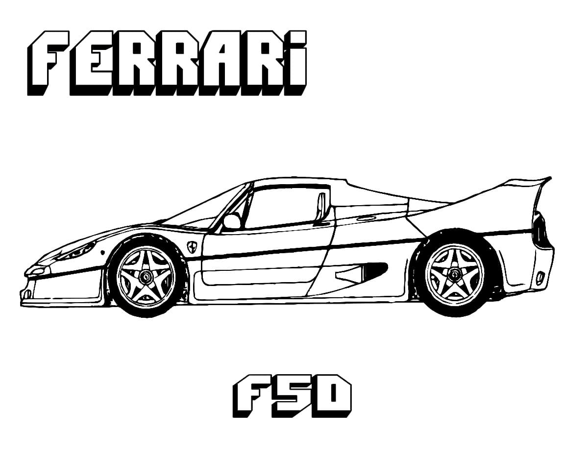 Ferrari F50 bil Tegninger til Farvelægning
