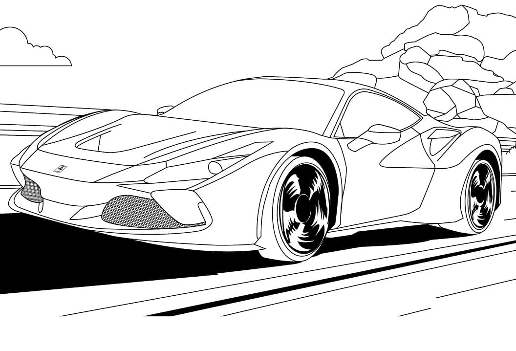 Ferrari racerbil Tegninger til Farvelægning