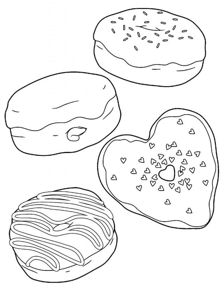 Fire Donuts Tegninger til Farvelægning