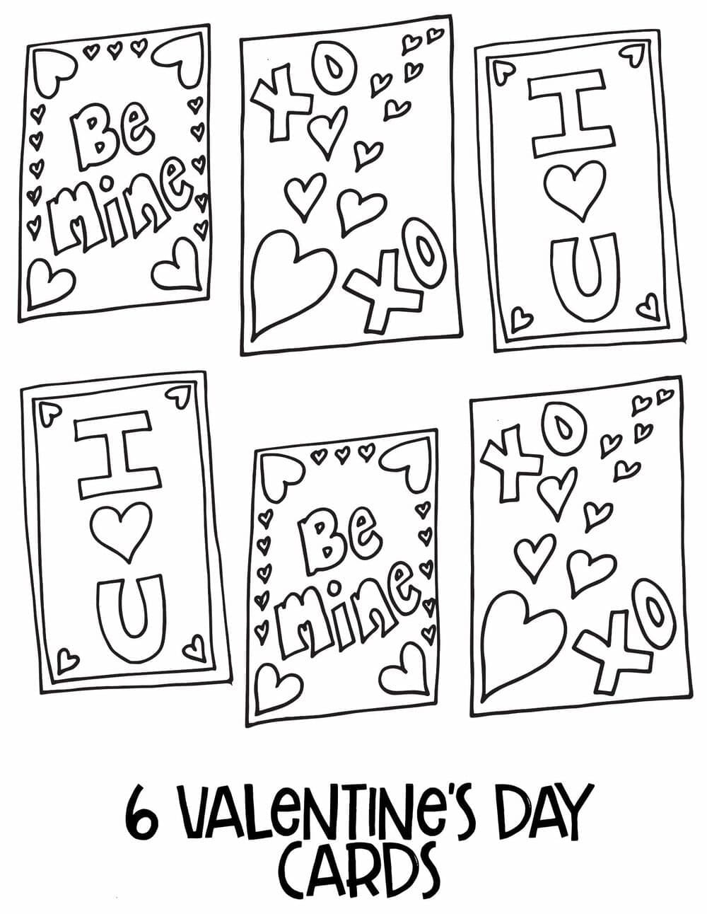 Flere Valentins kort Tegninger til Farvelægning