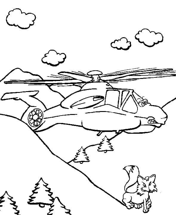 Flyvende Helikopter Tegninger til Farvelægning