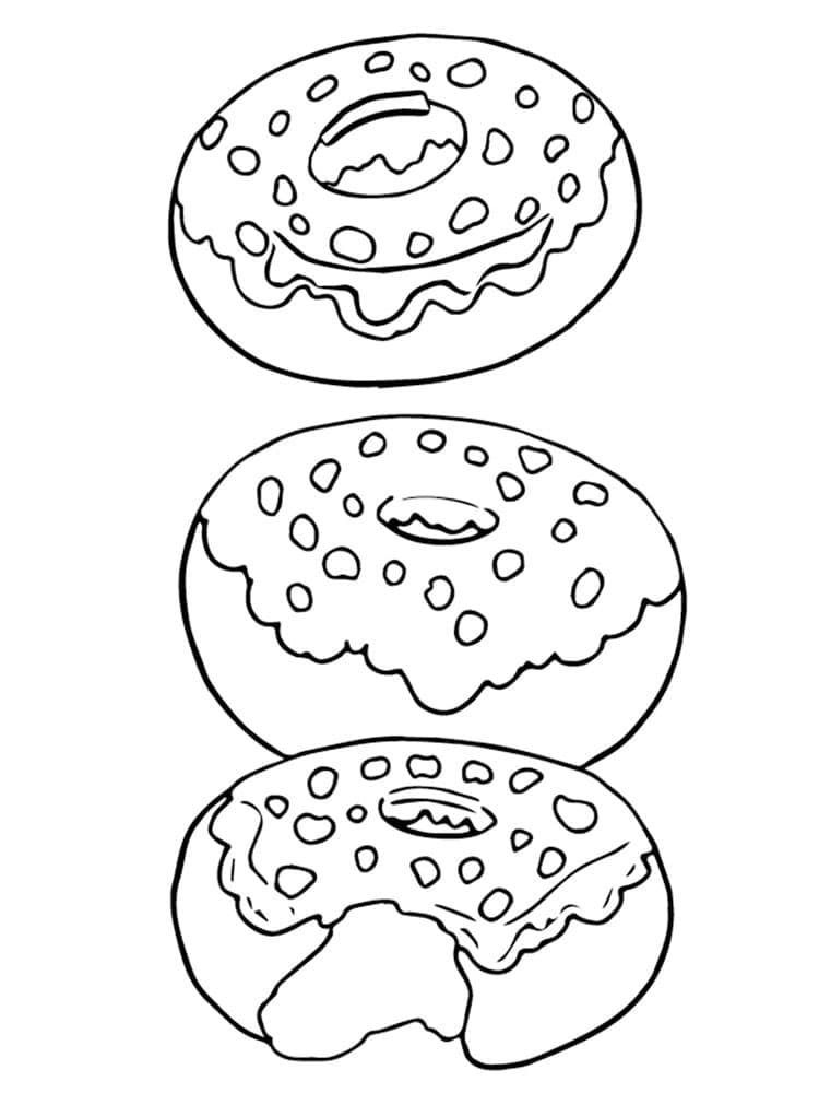 Friske Tre Donuts Tegninger til Farvelægning