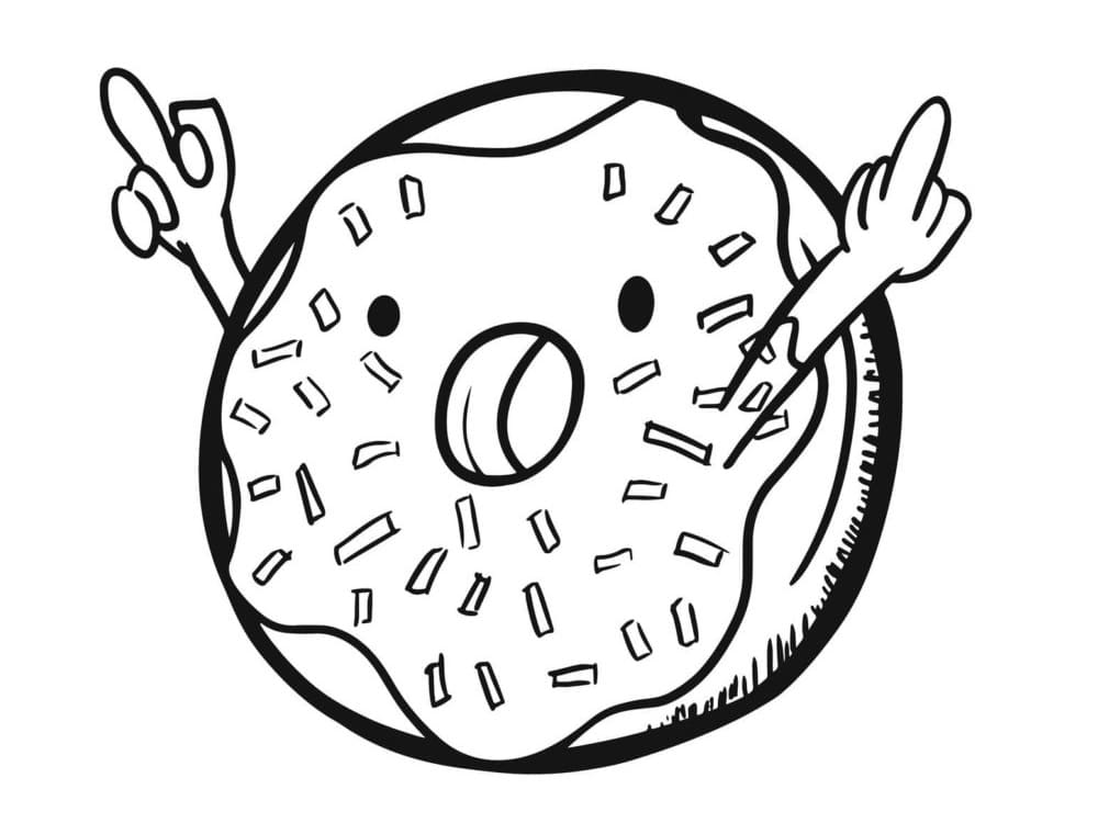 Glad Doughnut Tegninger til Farvelægning