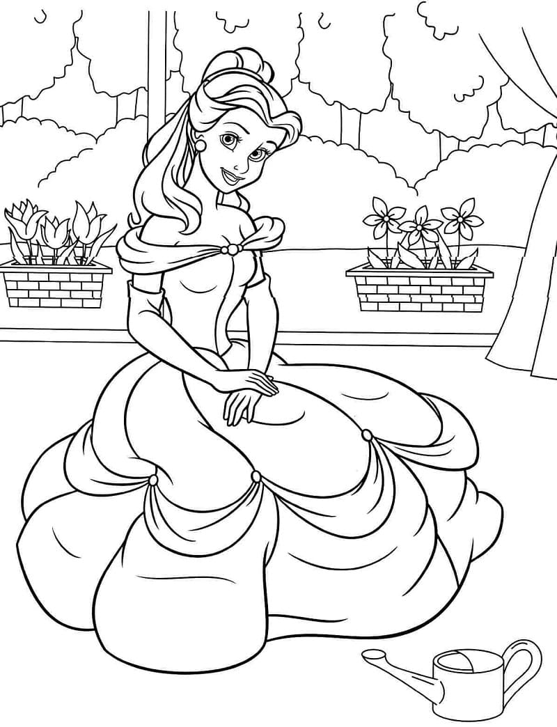 Glad Prinsesse Belle Tegninger til Farvelægning