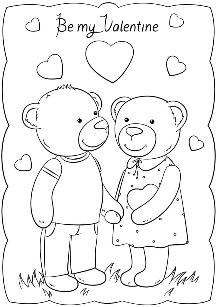 Glade Valentines kort Tegninger til Farvelægning