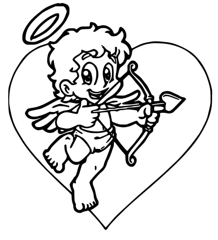 Glædelig Valentins Cupido Tegninger til Farvelægning
