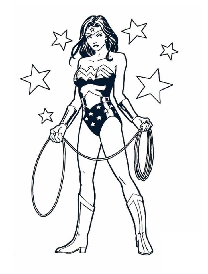 Gratis Printbar Wonder Woman Tegninger til Farvelægning