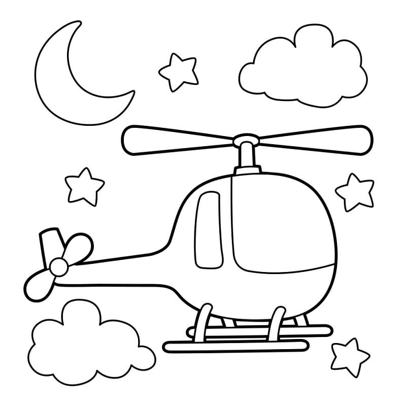 Gratis Sød Helikopter Til Børn Tegninger til Farvelægning