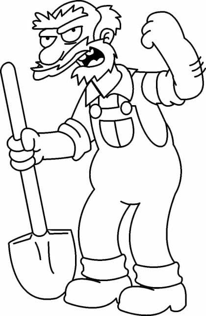 Groundskeeper Willie fra The Simpsons Tegninger til Farvelægning