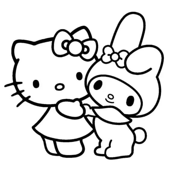 Hello Kitty Med Min Melodi Tegninger til Farvelægning