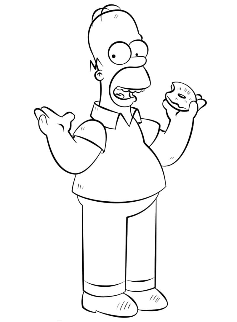 Homer Simpson med en Doughnut Tegninger til Farvelægning