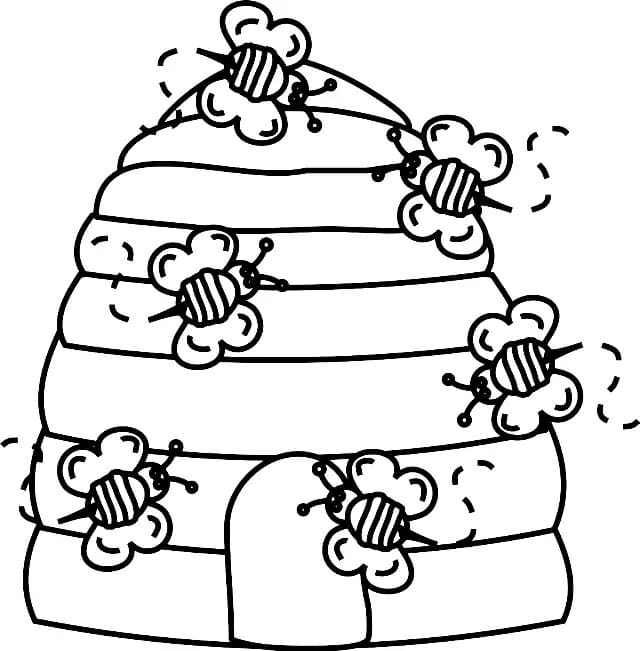 Honningbier og Bikube Tegninger til Farvelægning
