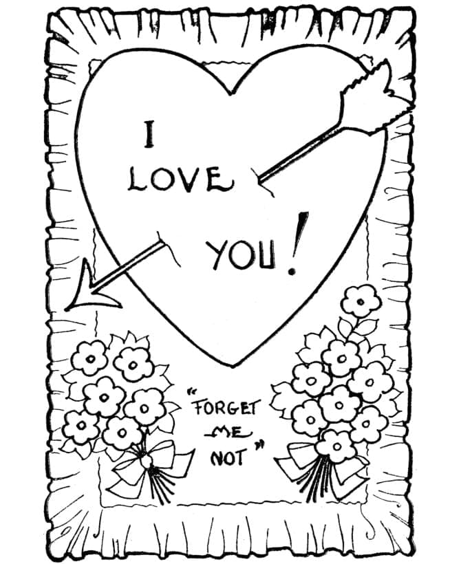 Jeg elsker dig Valentinsdagskort Tegninger til Farvelægning