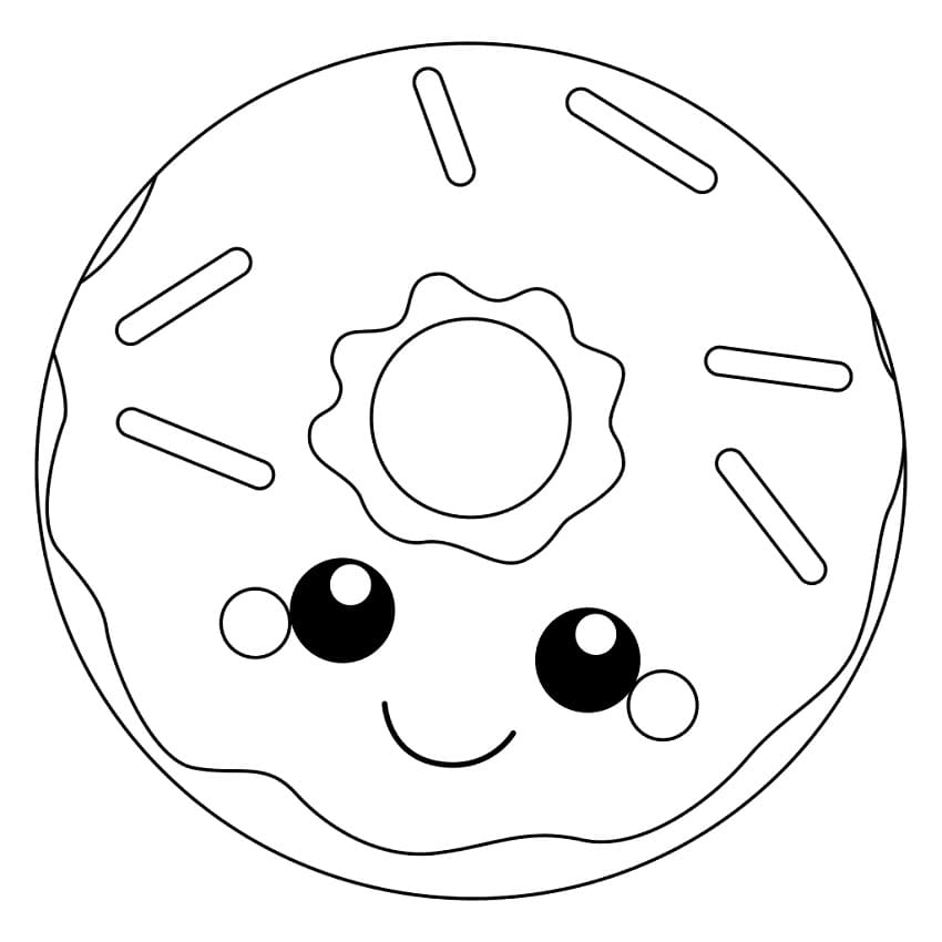 Kawaii Donut Tegninger til Farvelægning
