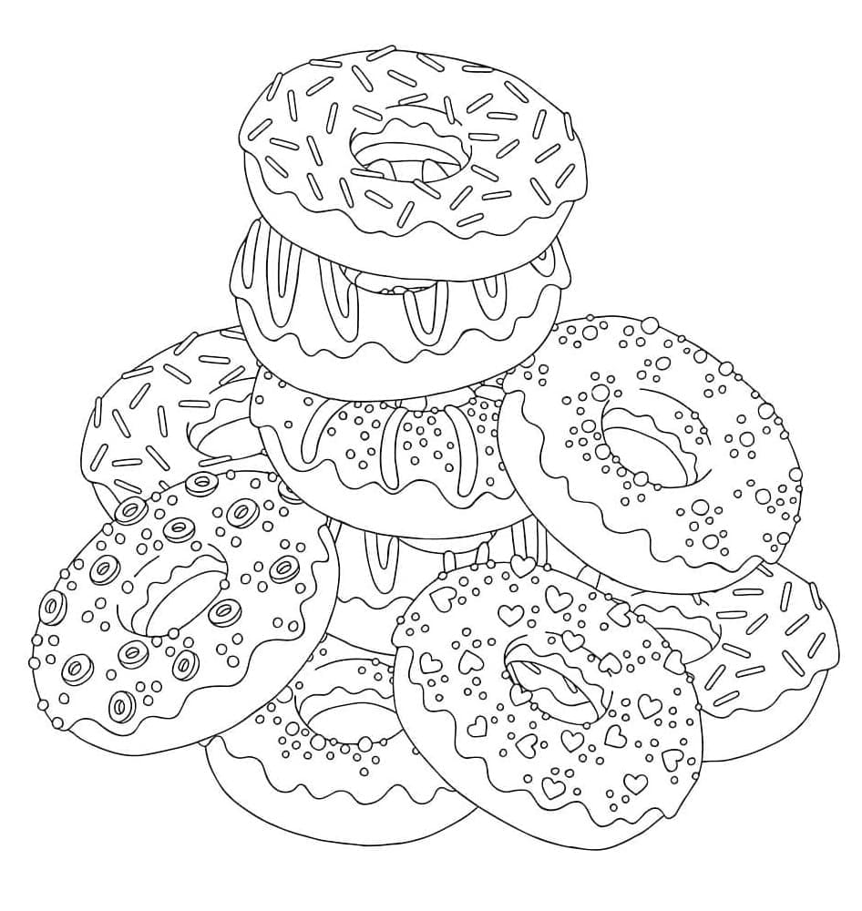 Lækre Donuts Tegninger til Farvelægning