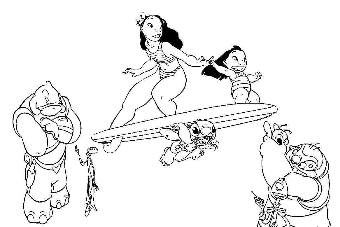 Lilo og Stitch-Karakterer Tegninger til Farvelægning