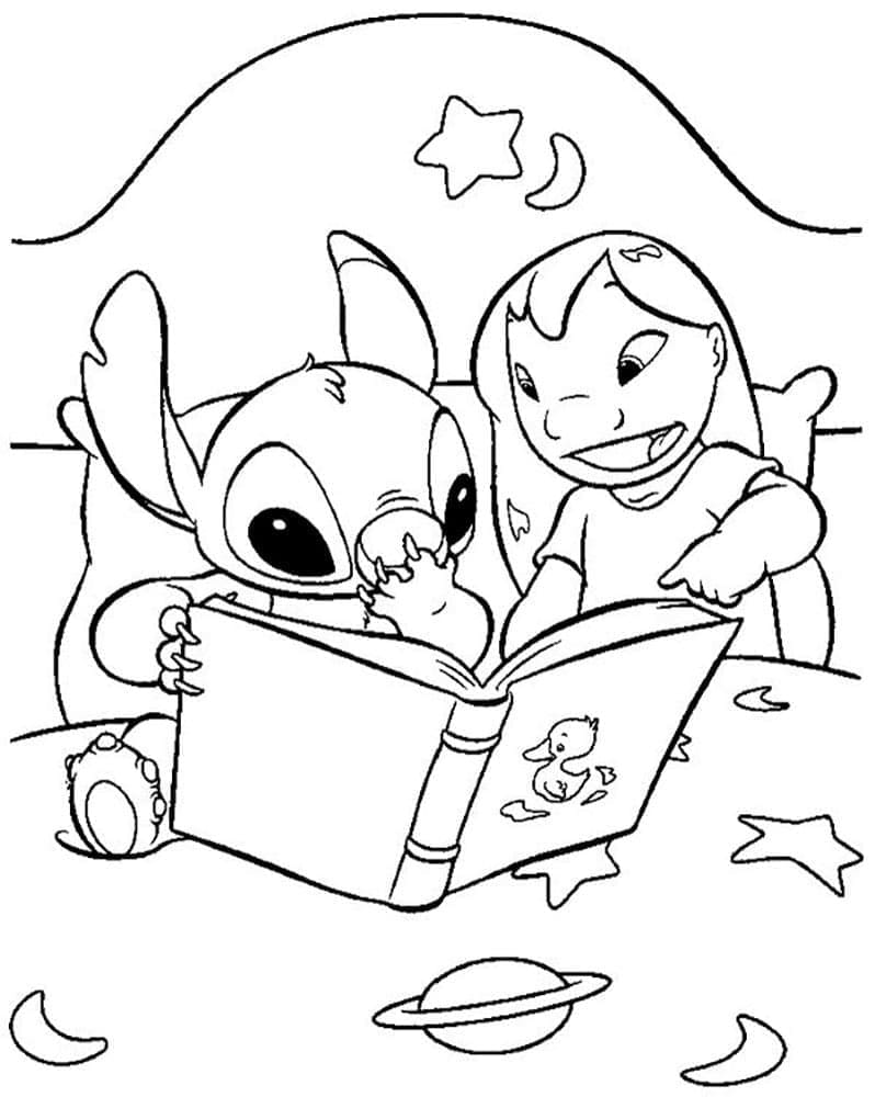 Lilo og Stitch Læsebog Tegninger til Farvelægning