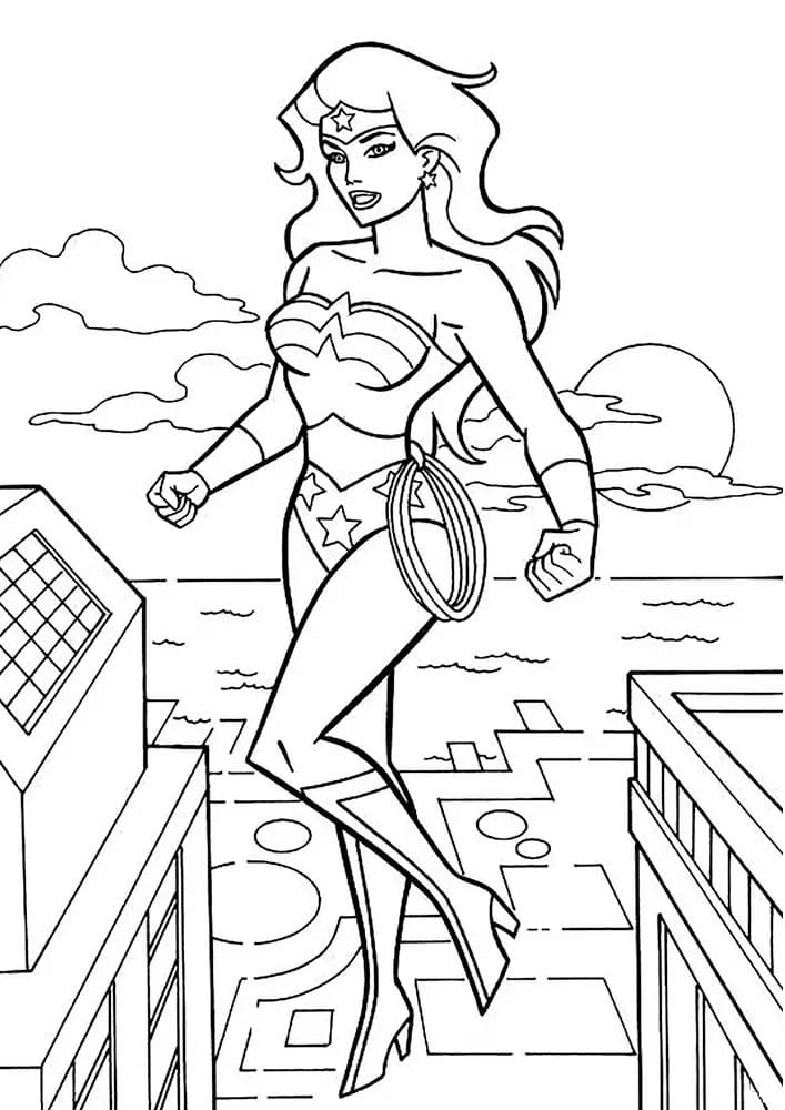 Lykkelig Wonder Woman Tegninger til Farvelægning