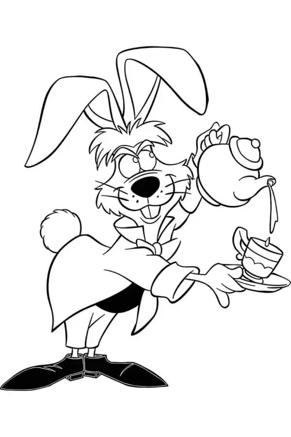 March Hare fra Alice i Eventyrland Tegninger til Farvelægning