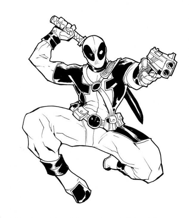 Marvel Comic Deadpool Tegninger til Farvelægning