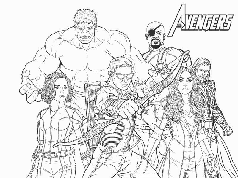 Medlemmer af Avengers Tegninger til Farvelægning