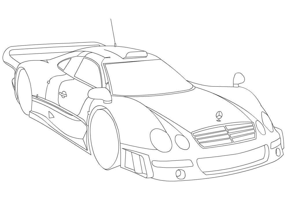 Mercedes Benz CLK GTR racerbil Tegninger til Farvelægning
