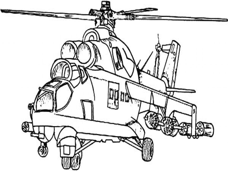 Militær Helikopter Tegninger til Farvelægning