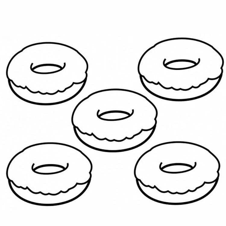 Normale Fem Donut Tegninger til Farvelægning