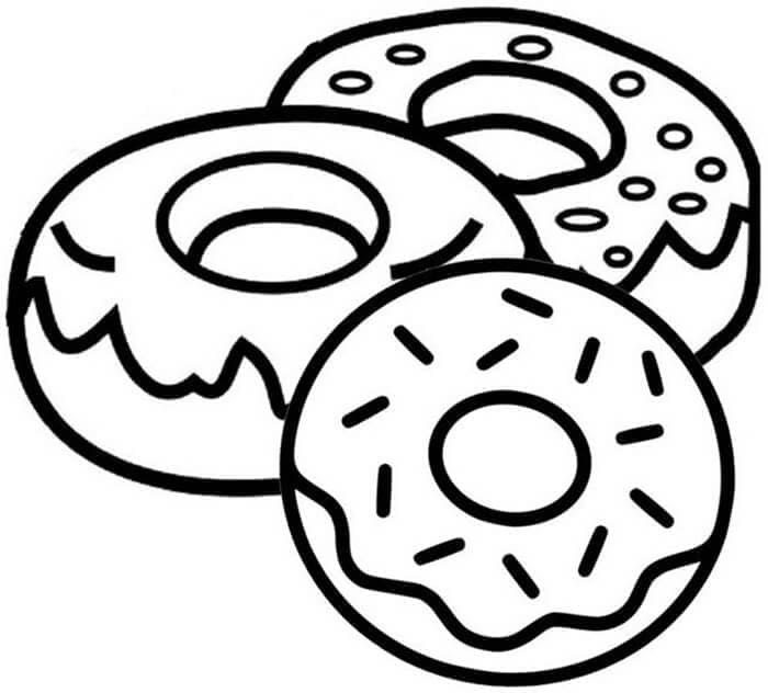 Normale Tre Donuts Tegninger til Farvelægning