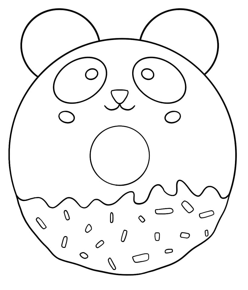 Panda Donut Tegninger til Farvelægning