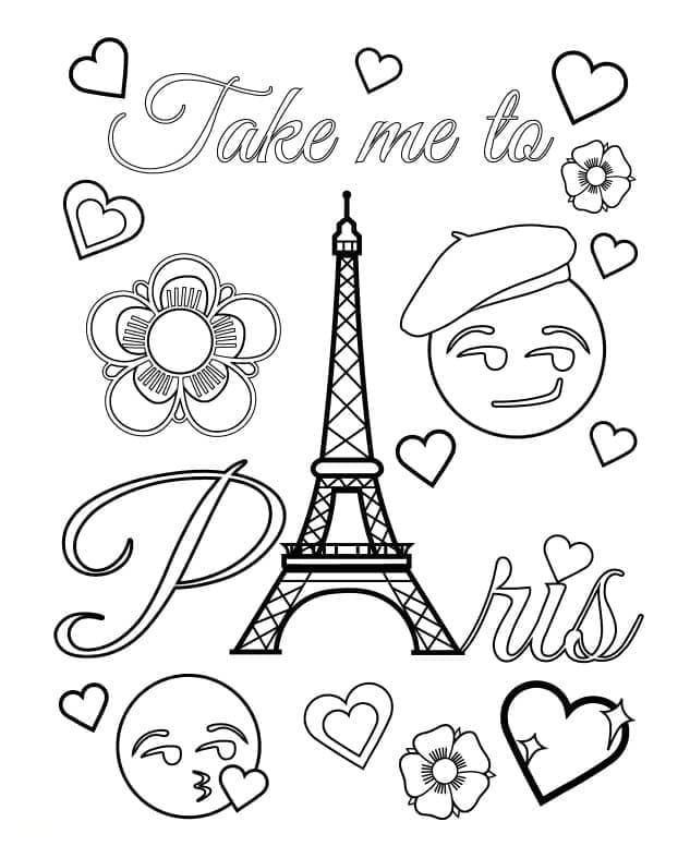 Paris Emojis Tegninger til Farvelægning